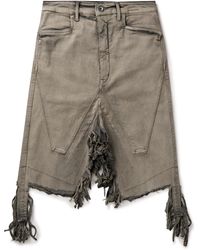 Rick Owens - Distressed Frayed Denim Skirt - Lyst