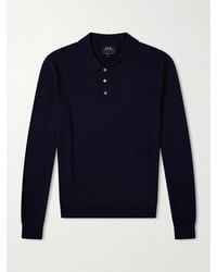 A.P.C. - Riou Virgin Wool Polo Shirt - Lyst