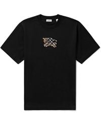 Burberry - Logo-Embroidered Appliquéd Cotton-Jersey T-Shirt - Lyst