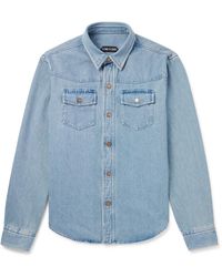 Tom Ford - Slim-Fit Washed-Denim Overshirt - Lyst