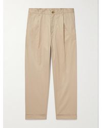 Beams Plus - Tapered Pleated Cotton-Twill Trousers - Lyst