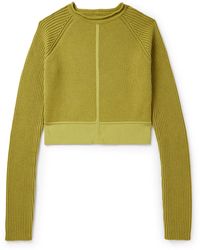 Rick Owens - Cropped Ribbed Cashmere And Wool-blend Sweater - Lyst