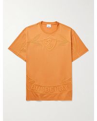 Burberry - Logo-embroidered Cotton-jersey T-shirt - Lyst