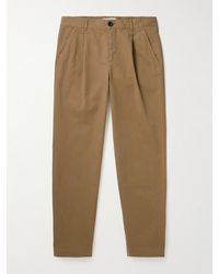 MR P. - Tapered Pleated Garment-dyed Cotton-blend Twill Trousers - Lyst