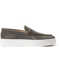 Christian Louboutin Paqueboat Suede Deck Shoes in Black for Men - Lyst