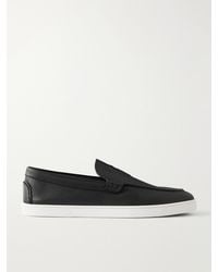 Christian Louboutin - Neocl Logo-Embossed Leather Boat Shoes - Lyst