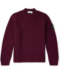 Stone Island - Logo-appliquéd Ribbed Virgin Wool Sweater - Lyst