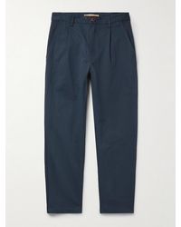 FRIZMWORKS - Haworth Tapered Cropped Pleated Cotton-Twill Trousers - Lyst