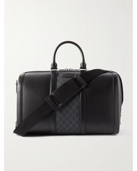 Gucci - Gg Supreme Leather And Monogrammed Coated-Canvas Duffle Bag - Lyst