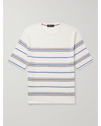 Loro Piana - T-Shirt aus Leinen mit Fischgratmuster und Streifen - Lyst