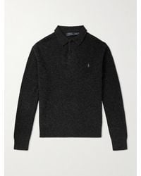 Polo Ralph Lauren - Logo-Embroidered Waffle-Knit Wool And Cotton-Blend Polo Shirt - Lyst