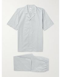 Hanro - Carl Logo-jacquard Striped Mercerised Cotton-poplin Pyjama Set - Lyst
