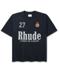 Rhude - Racing Crest Logo-Print Cotton-Jersey T-Shirt - Lyst