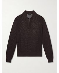 Tom Ford - Open-knit Sea Island Cotton And Silk-blend Polo Shirt - Lyst