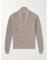 Altea - Shawl-collar Ribbed Cotton And Cashmere-blend Cardigan - Lyst