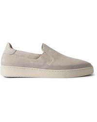 Mulo - Leather-Trimmed Suede Slip-On Sneakers - Lyst