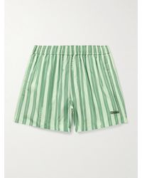 Zegna - Straight-leg Mid-length Logo-embroidered Striped Shell Swim Shorts - Lyst