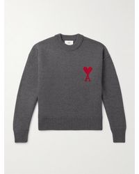 Ami Paris - Adc Logo-Intarsia Virgin Wool Sweater - Lyst