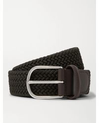 Anderson's - 3.5Cm Leather-Trimmed Woven Elastic Belt - Lyst