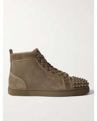 Christian Louboutin - Louis Grosgrain-trimmed Spiked Suede High-top Sneakers - Lyst