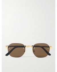 Cartier - Santos De Cartier Rimless Oval-Frame-Tone Sunglasses - Lyst