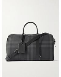 Burberry - Boston Leather-trimmed Checked Coated-canvas Duffle Bag - Lyst