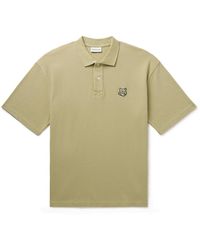 Maison Kitsuné - Oversized Logo-appliquéd Cotton-piqué Polo Shirt - Lyst