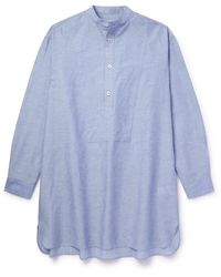 Loro Piana - Suwako Grandad-collar Striped Linen And Cotton-blend Shirt - Lyst