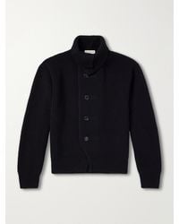 Dries Van Noten - Shawl-Collar Ribbed Wool Cardigan - Lyst
