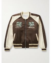 Rhude - Logo-Embroidered Colour-Block Satin Bomber Jacket - Lyst