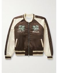 Rhude - Logo-Embroidered Colour-Block Satin Bomber Jacket - Lyst