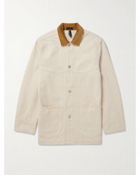 Drake's - Corduroy-Trimmed Cotton-Twill Chore Jacket - Lyst