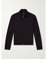 ZEGNA - Honeycomb-Knit Cotton, Wool And Silk-Blend Zip-Up Sweater - Lyst