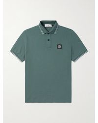 Stone Island - Logo-Appliquéd Cotton-Blend Piqué Polo Shirt - Lyst
