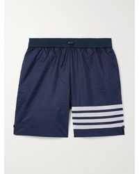Thom Browne - Gerade geschnittene Shorts aus Ripstop und Baumwoll-Jersey mit Streifen und Kordelzugbund - Lyst
