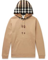 Burberry - Checked Cotton-blend Jersey Hoodie - Lyst