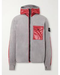 Stone Island - Heat-Reactive Ripstop-Trimmed Brushed Cotton-Blend Fleece Zip-Up Hoodie - Lyst