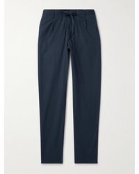 Hartford - Tanker Straight-Leg Pleated Stretch-Cotton Drawstring Trousers - Lyst