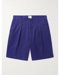 WTAPS - Straight-leg Pleated Cotton-twill Shorts - Lyst