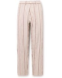 Kardo - Thomas Straight-leg Embroidered Striped Cotton Suit Trousers - Lyst