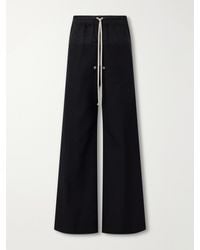Rick Owens - Bela Wide-Leg Satin-Trimmed Virgin Wool-Whipcord Drawstring Trousers - Lyst