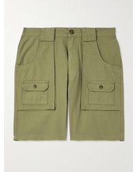 Pop Trading Co. - Straight-leg Logo-embroidered Herringbone Cotton Cargo Shorts - Lyst