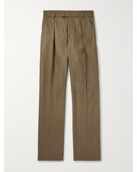 Loro Piana - Reinga Straight-Leg Pleated Wool And Cashmere-Blend Flannel Trousers - Lyst