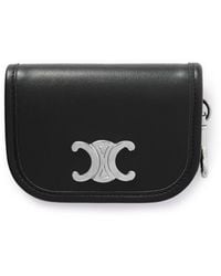 Celine - Nano Logo-Embellished Leather And-Tone Keyring Wallet - Lyst