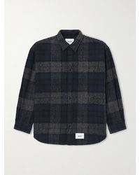 WTAPS - Logo-appliquéd Checked Brushed Wool-blend Overshirt - Lyst