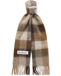 Acne Studios - Vally Fringed Checked Knitted Scarf - Lyst