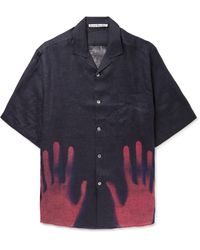 Acne Studios Rabin Huissen Camp-collar Printed Linen Shirt - Black