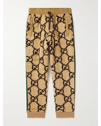 Gucci - Pantaloni sportivi in pile di misto lana con logo jacquard e righe - Lyst