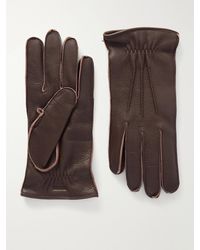 ZEGNA - Logo-Embossed Full-Grain Leather Gloves - Lyst