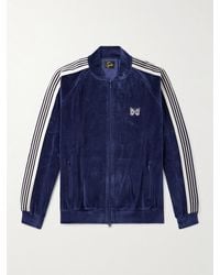Needles - Logo-Embroidered Striped Cotton-Blend Velour Track Jacket - Lyst